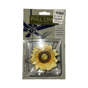 NIP Figi Vintage 2001 Sunflower Pull Chain Attachment Hand Painted Fan Lighting